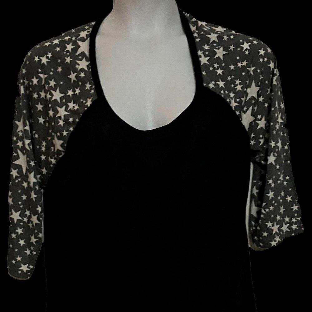 Torrid Black High Cut T-Shirt with Elbow Sleeves Size 1X